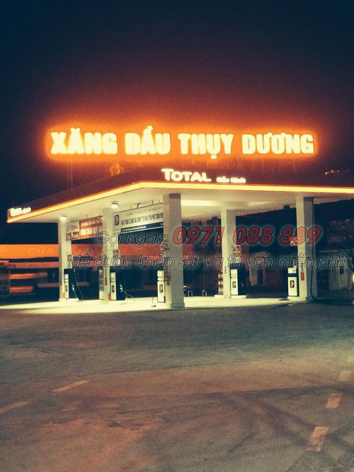 Chữ Tôn sơn tĩnh điện gắn LED - Xăng Dầu Thụy Dương