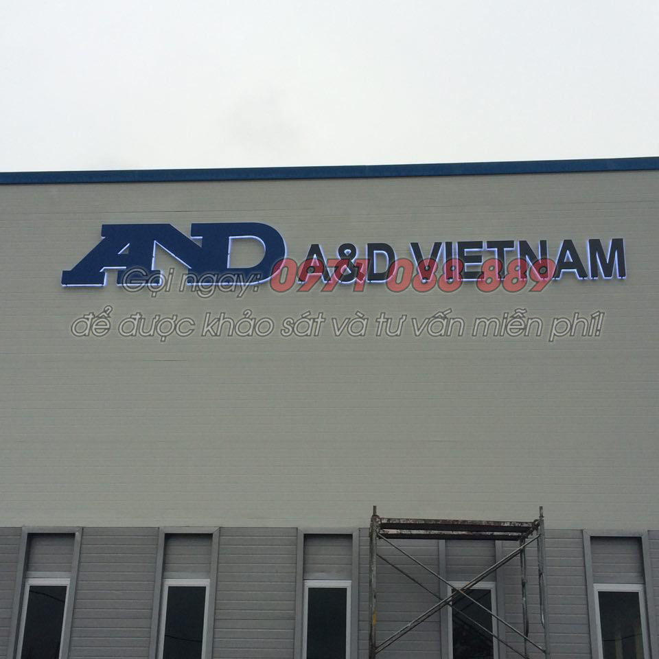 Bộ Chữ Nổi Inox Gắn Led Hắt Chân AND